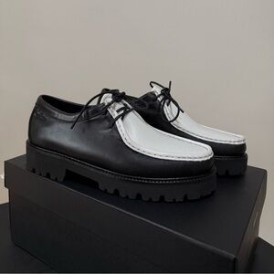 Black and White Leather Men's Shoes